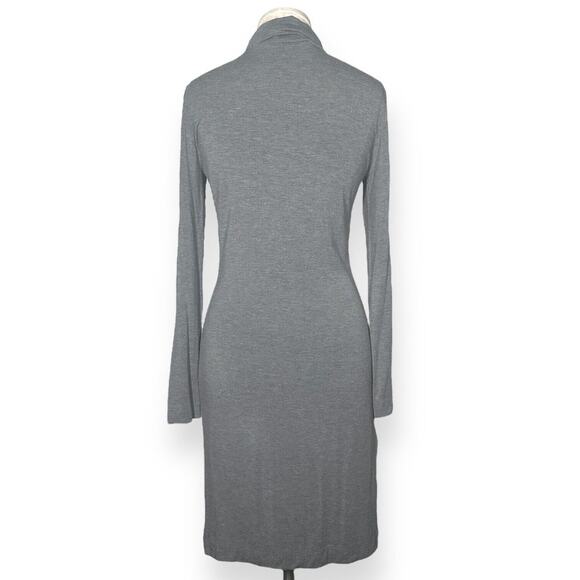 LOVE MOSCHINO Sheath Dress Turtleneck Long Sleeve Minimalist Chic Cocktail Gray - Picture 5 of 10